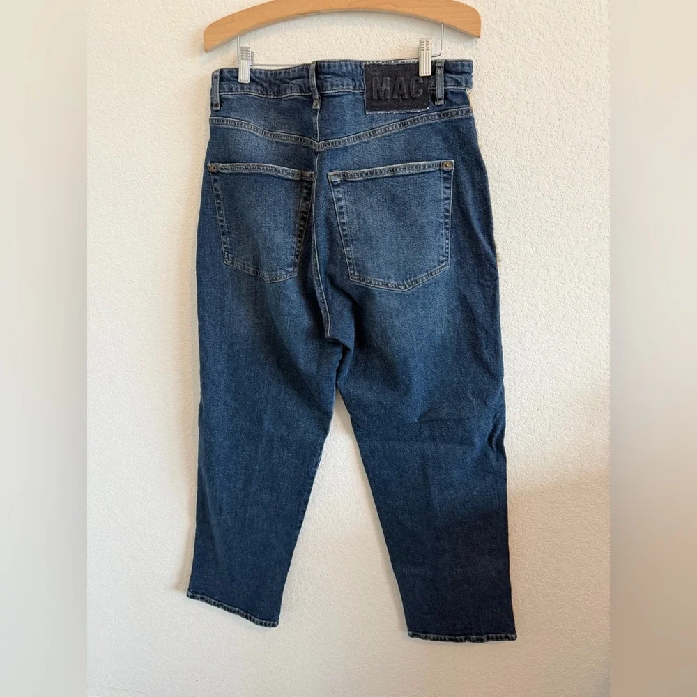 MAC Jeans Baggy Straight Size 12 / 42 Dark Wash Fringe - Picture 4 of 10